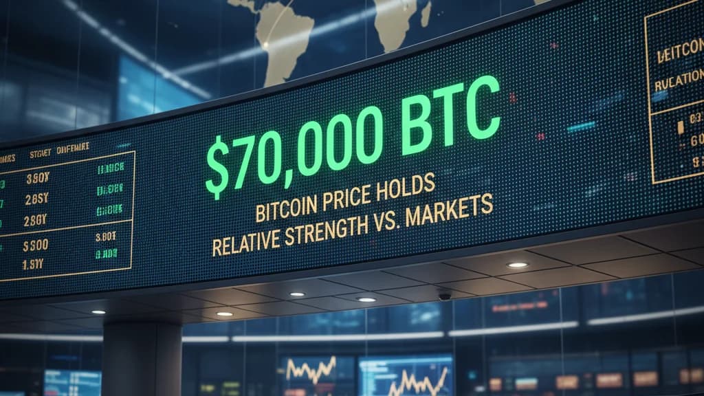 Bitcoin Holds $70K, Showing Strength vs Stocks and Gold