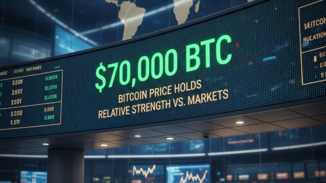 Bitcoin Holds $70K, Showing Strength vs Stocks and Gold